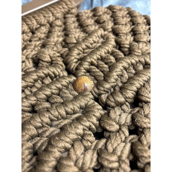 Vintage‎ Macrame Woven Purse Brown Oversized Handles 60s 70s Retro Hippie Boho - Picture 13 of 16